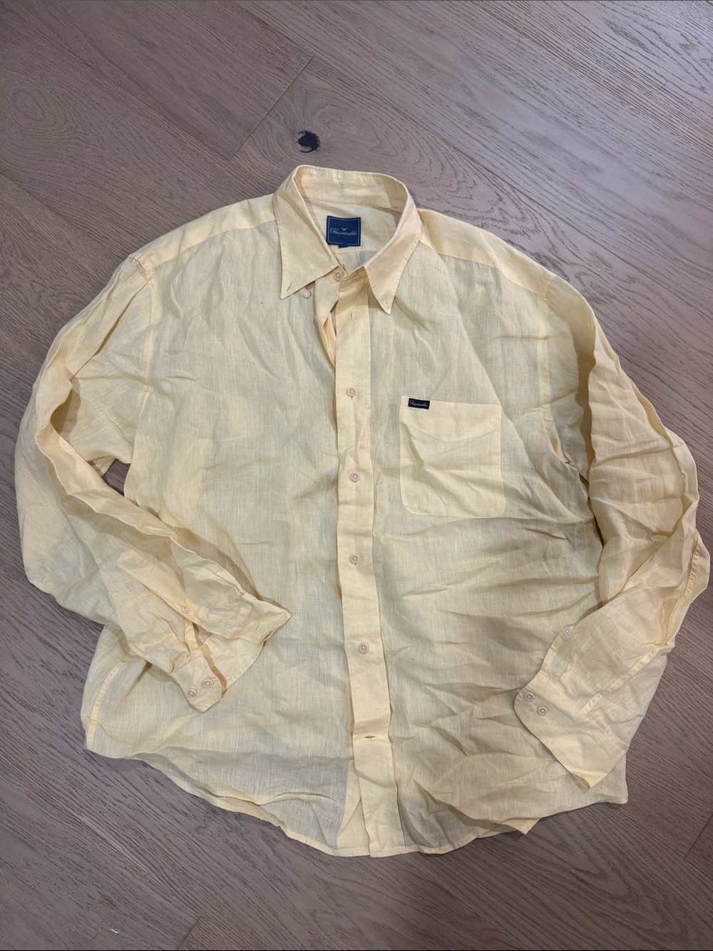 Faconnable Light Yellow Linen Men's Button-Down Shirt